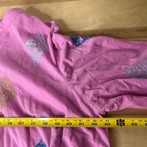 J. Jill Embroidered Button Up Tunic Top Shirt Sz XL Pink Cotton Casual Mature - Picture 8 of 9